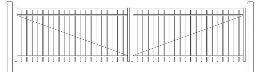 Stright flat top dual leaf driveway gate