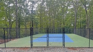 6-foot black chain link pickleball court fence in Blue Ridge GA