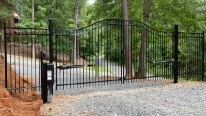 16-foot double-arched automatic steel driveway gate in Blue Ridge GA